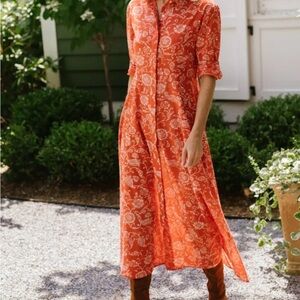 Julia Amory JA Shirt Dress 100% Cotton, Color: Sienna Petuna, Size Medium
